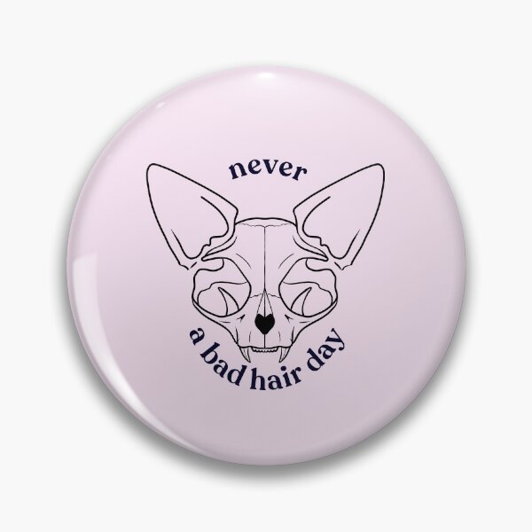 Item preview, Never a bad hair day - Hairless Sphynx Cat Skull - Funny Animal Quote - Line Drawing Wrinkly Kitty - Blush Pink - Gold Rose designed and sold by AnanasArt.