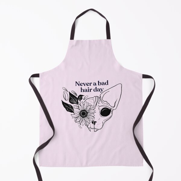 Item preview, Never a bad hair day - Hairless Sphynx Cat Skull with a Sunflower - Funny Animal Quote - Line Drawing Wrinkly Kitty - Blush Pink - Gold Rose designed and sold by AnanasArt.