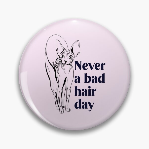 Item preview, Never a bad hair day - Hairless Sphynx Cat Arching Her Back - Funny Animal Quote - Line Drawing Wrinkly Kitty - Blush Pink - Gold Rose designed and sold by AnanasArt.