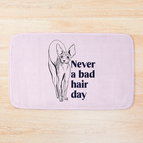 Item preview, Never a bad hair day - Hairless Sphynx Cat Arching Her Back - Funny Animal Quote - Line Drawing Wrinkly Kitty - Blush Pink - Gold Rose designed and sold by AnanasArt.
