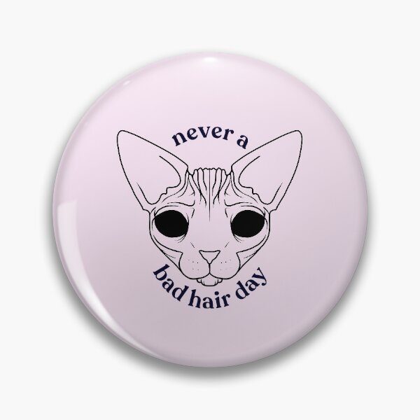 Item preview, Never a bad hair day - Hairless Sphynx Cat With Demon Eyes - Funny Animal Quote - Line Drawing Wrinkly Kitty - Blush Pink - Gold Rose designed and sold by AnanasArt.