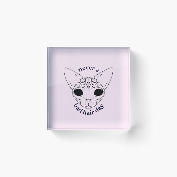 Item preview, Never a bad hair day - Hairless Sphynx Cat With Demon Eyes - Funny Animal Quote - Line Drawing Wrinkly Kitty - Blush Pink - Gold Rose designed and sold by AnanasArt.