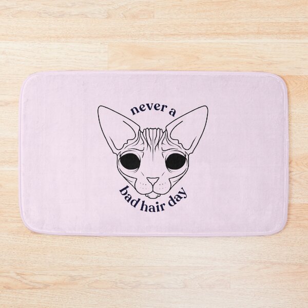 Item preview, Never a bad hair day - Hairless Sphynx Cat With Demon Eyes - Funny Animal Quote - Line Drawing Wrinkly Kitty - Blush Pink - Gold Rose designed and sold by AnanasArt.