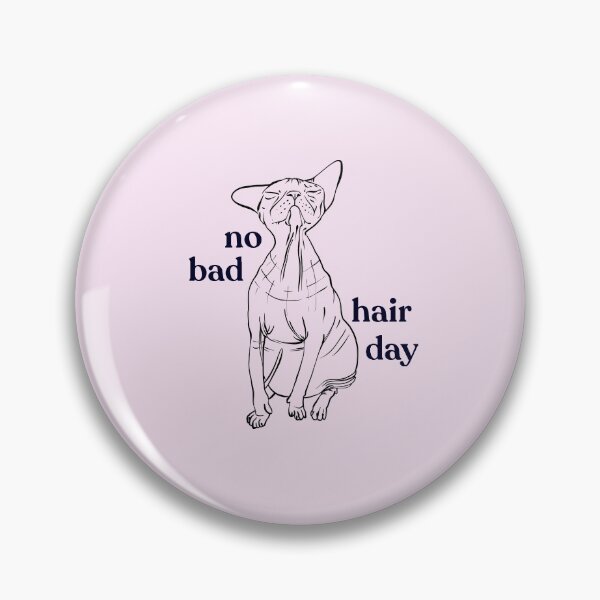 Item preview, Never a bad hair day - Chubby Hairless Sphynx Cat - Funny Quote - Line Drawing Wrinkly Kitty - Blush Pink - Gold Rose designed and sold by AnanasArt.