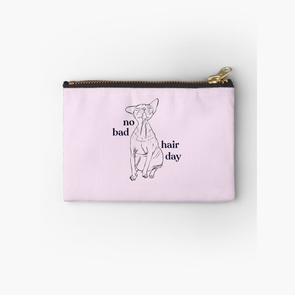 Item preview, Never a bad hair day - Chubby Hairless Sphynx Cat - Funny Quote - Line Drawing Wrinkly Kitty - Blush Pink - Gold Rose designed and sold by AnanasArt.