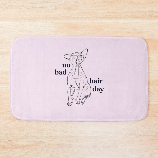 Item preview, Never a bad hair day - Chubby Hairless Sphynx Cat - Funny Quote - Line Drawing Wrinkly Kitty - Blush Pink - Gold Rose designed and sold by AnanasArt.