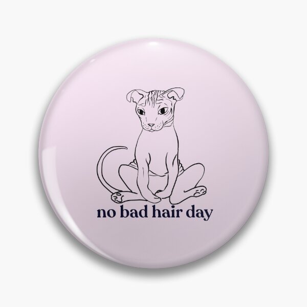 Item preview, Never a bad hair day - Hairless Sphynx Cat Sitting - Funny Quote - Line Drawing Wrinkly Kitty - Blush Pink - Gold Rose designed and sold by AnanasArt.