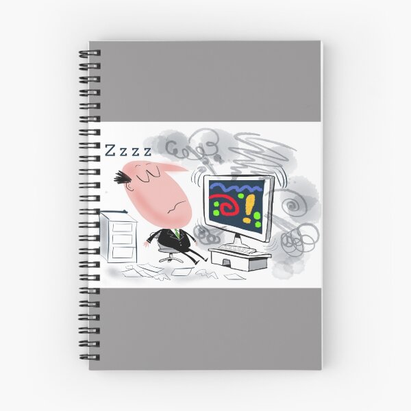 Item preview, Cartoon of business man asleep at computer designed and sold by Al Benge - NZ & Australian Art.