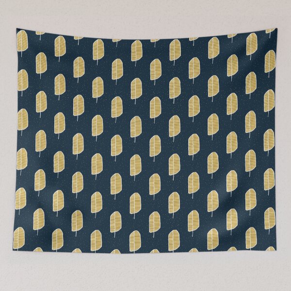 Item preview, Golden Leaf Dark Blue Scandi Pattern designed and sold by HintofNature.