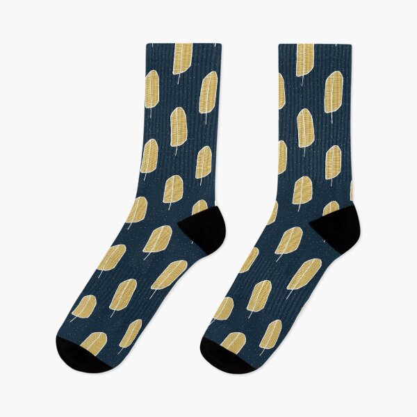 Item preview, Golden Leaf Dark Blue Scandi Pattern designed and sold by HintofNature.