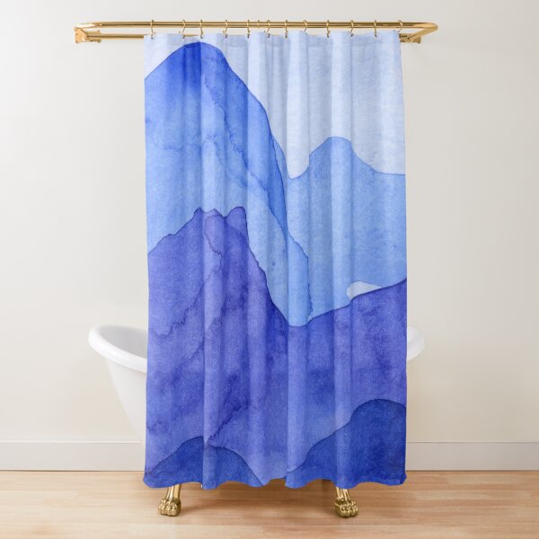 Blueland I / Mountains in Blue / Watercolor Painting Duschvorhang