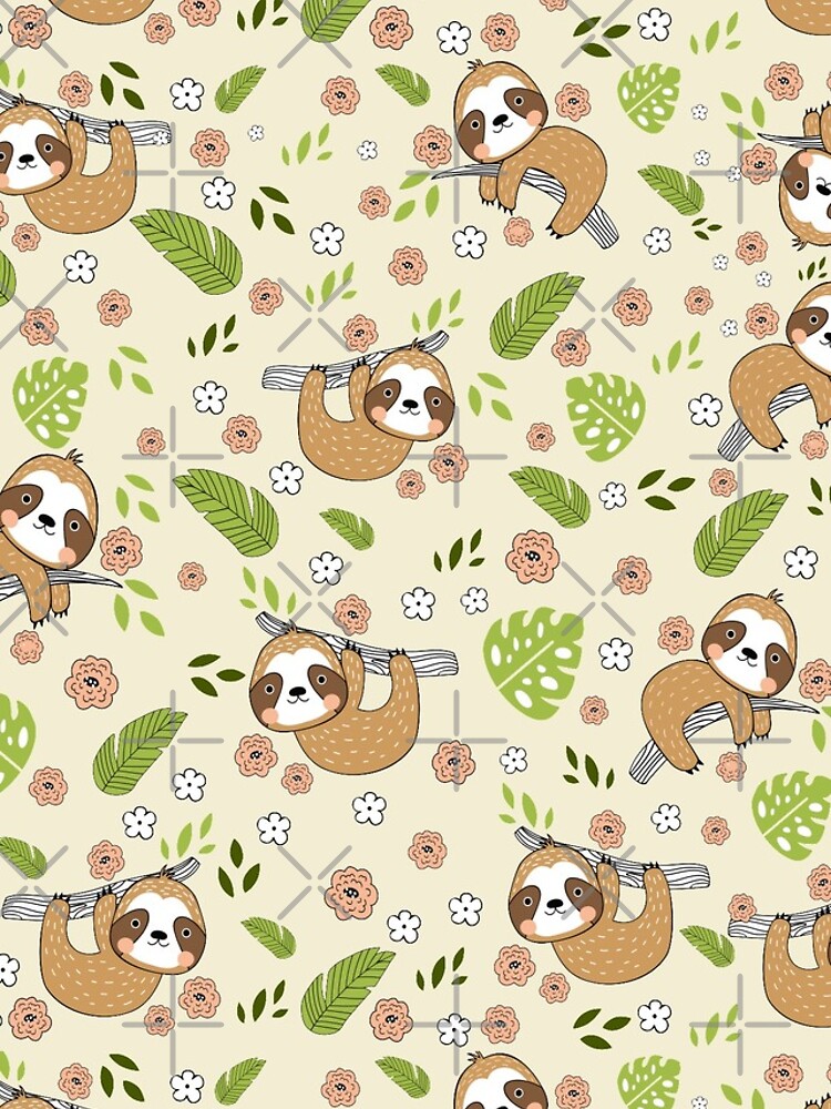 Thumbnail 4 of 4, iPhone Case, Cute Sloth Pattern designed and sold by Ribsa.