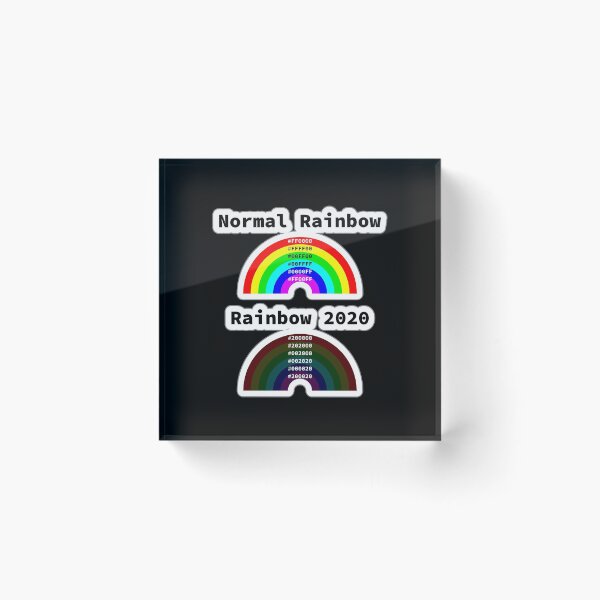 Artikelvorschau, Normaler Regenbogen gegen Regenbogen 2020, RGBA-Farbmodell, RGB-Hex, Softwareentwicklung, Software-Ingenieur, Informatik, Programmierhumor, Aufkleber entworfen und verkauft von Max-Wear.
