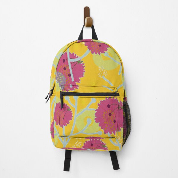 Item preview, Purple and blue flowers pattern yellow background designed and sold by Karine-Anglade.