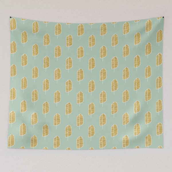Item preview, Golden Leaf Mint Scandi Pattern designed and sold by HintofNature.