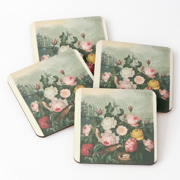 Item preview, Roses, plate from The Temple of Flora, Big Flower Botanical Art Painting designed and sold by HumanlineImages.