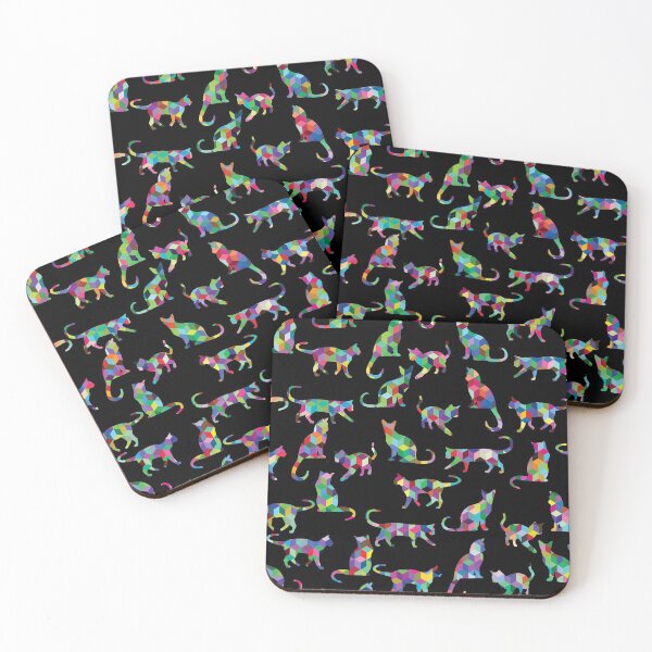Item preview, Cat pattern, bright polygonal cats designed and sold by patternme.