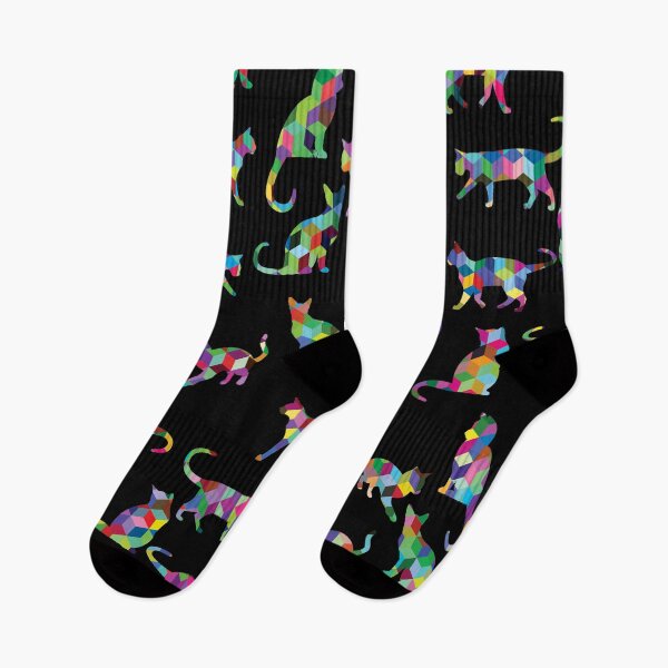 Item preview, Cat pattern, bright polygonal cats designed and sold by patternme.