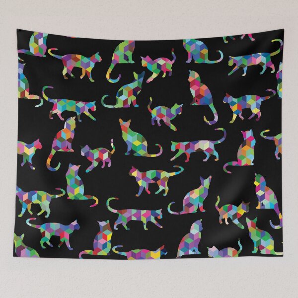 Item preview, Cat pattern, bright polygonal cats designed and sold by patternme.