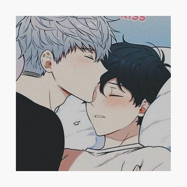 cuddling gay anime couple