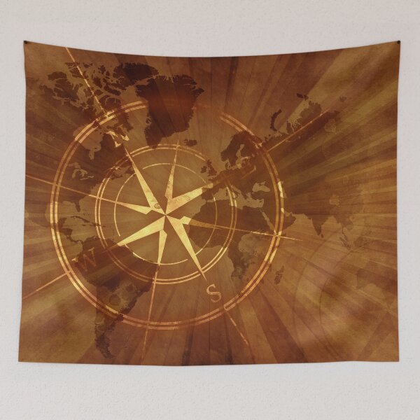 Item preview, Grunge Old Map With Compass Rose Damaged Retro Style Design World Map Background With Browny Rays Background designed and sold by GraphixDisplate.