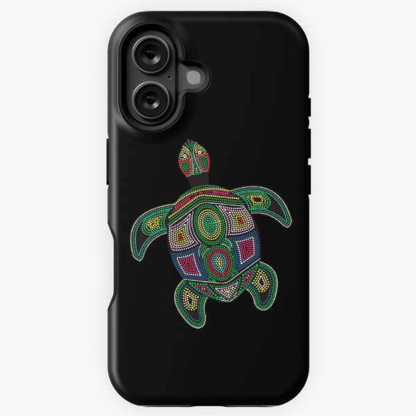 Item preview, Sea turtle sticker with indigenous design of colorful dots on black designed and sold by deynaaz.