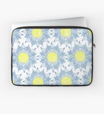 Boho blue henna mandala yellow sun pattern Laptop Sleeve