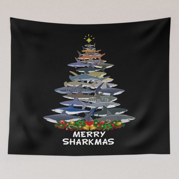 Item preview, Merry Sharkmas Funny Shark Christmas Tree Funny Shark Gift  designed and sold by hasagi357.