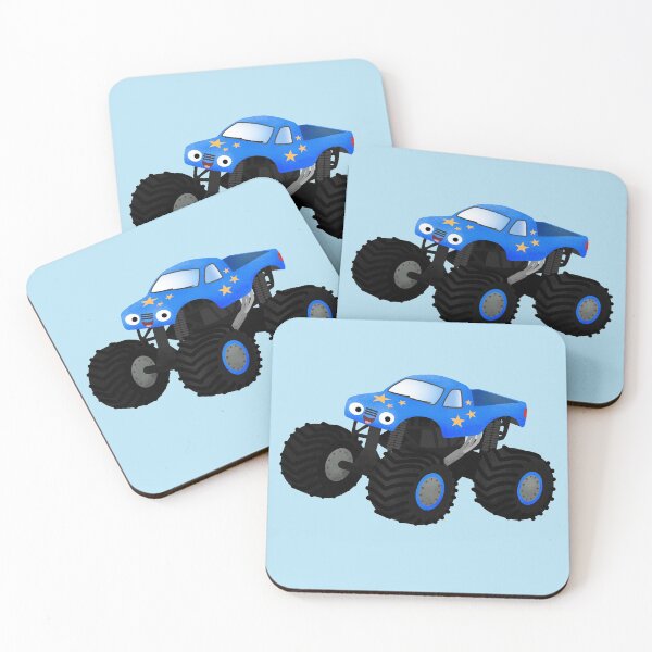 Item preview, Cute blue monster truck cartoon illustration designed and sold by FrogFactory.