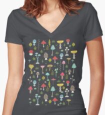 Mushrooms Women's Fitted V-Neck T-Shirt