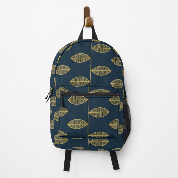 Item preview, Golden Leaf Dark Blue Scandi Pattern designed and sold by HintofNature.