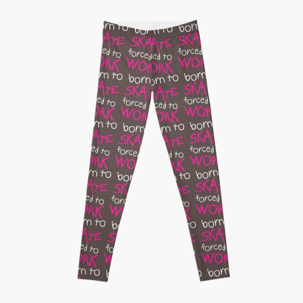 Born to Skate Forced to Work - Pink Skeleton Zombie Skateboarder Leggings