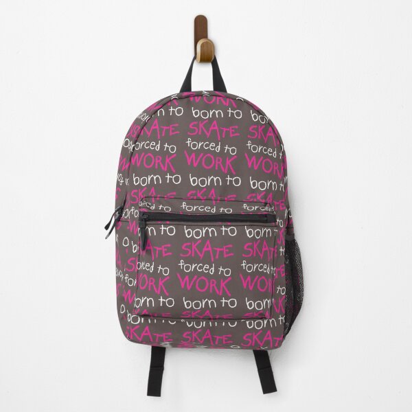 Born to Skate Forced to Work - Pink Skeleton Zombie Skateboarder Backpack