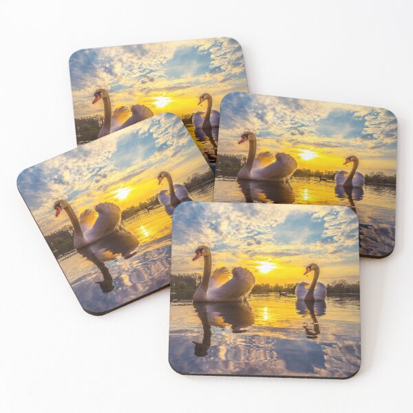 Item preview,  swans floating on the lake and the sunset designed and sold by 42youbest.