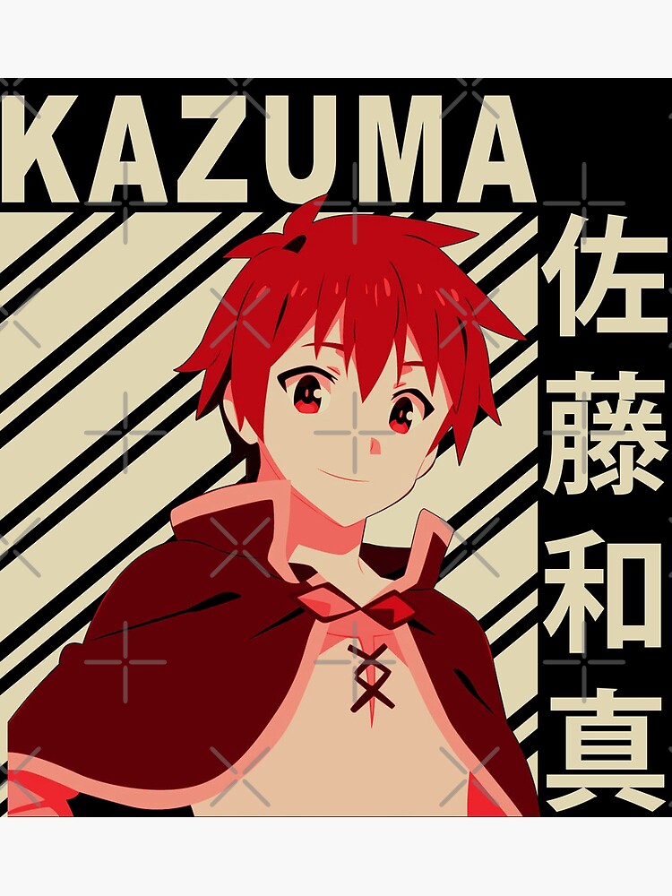 Kazuma Satou KonoSuba Kono Subarashii Vintage Vector Anime Design |  Greeting Card