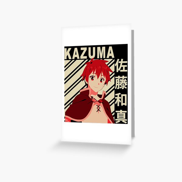 Kazuma Satou KonoSuba Kono Subarashii Vintage Vector Anime Design |  Greeting Card