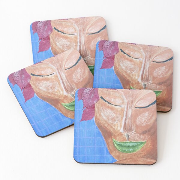 Item preview, Woman with leaves, acrylic painting on wood designed and sold by Joie-et-Poesie.