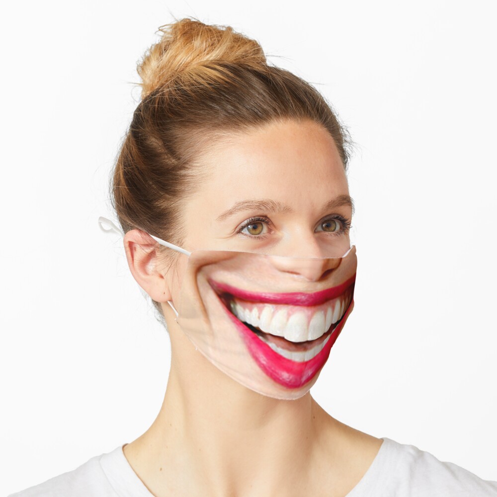 Mask With Big Beautiful Caricatured Smile With Big Teeth Mask By Simonedebuvua Redbubble