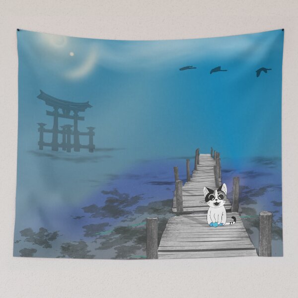 Item preview, Mystical Blue - featuring the two cheeky Cats Tipsy & Tapsy. By Cute Kawaii Art. designed and sold by CuteKawaiiArt.