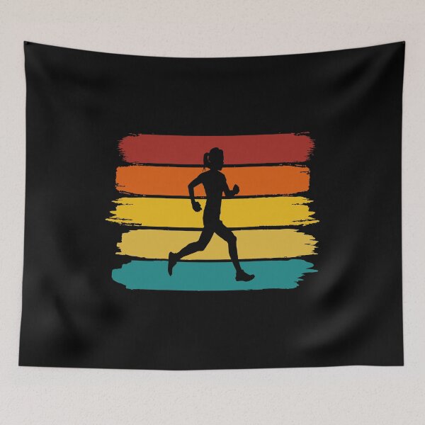 Item preview, Woman Trail Runner - Retro Brushed Stripes designed and sold by HeatherPore.