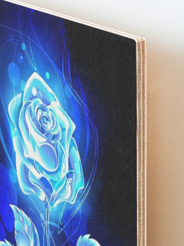 Glowing Neon Blue Rose | Art Board Print