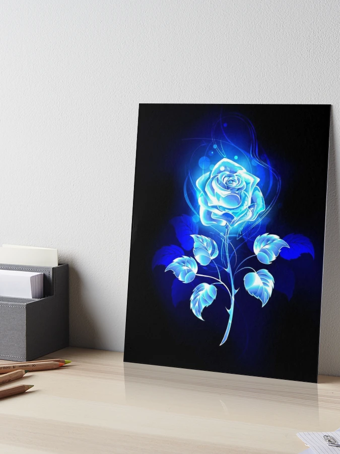 Glowing Neon Blue Rose | Art Board Print