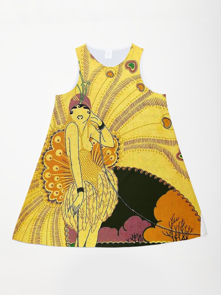 Flapper : Vintage 1926 Art Deco Beautiful Print Art Deco A-Line Dress Flapper : Vintage 1926 Art Deco Beautiful Print Art Deco A-Line Dress