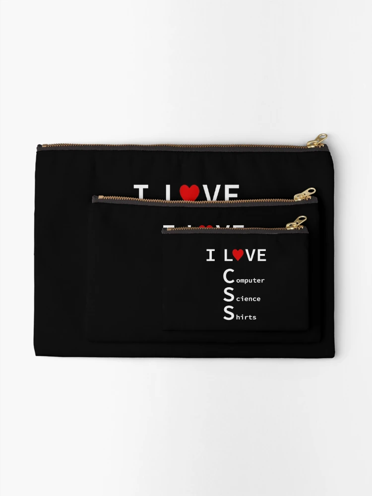 Thumbnail 2 of 4, Zipper Pouch, I Love CSS, Software Engineer, Computer Science, Web, WWW, Programming Humor, HTML, Dark designed and sold by Max-Wear.