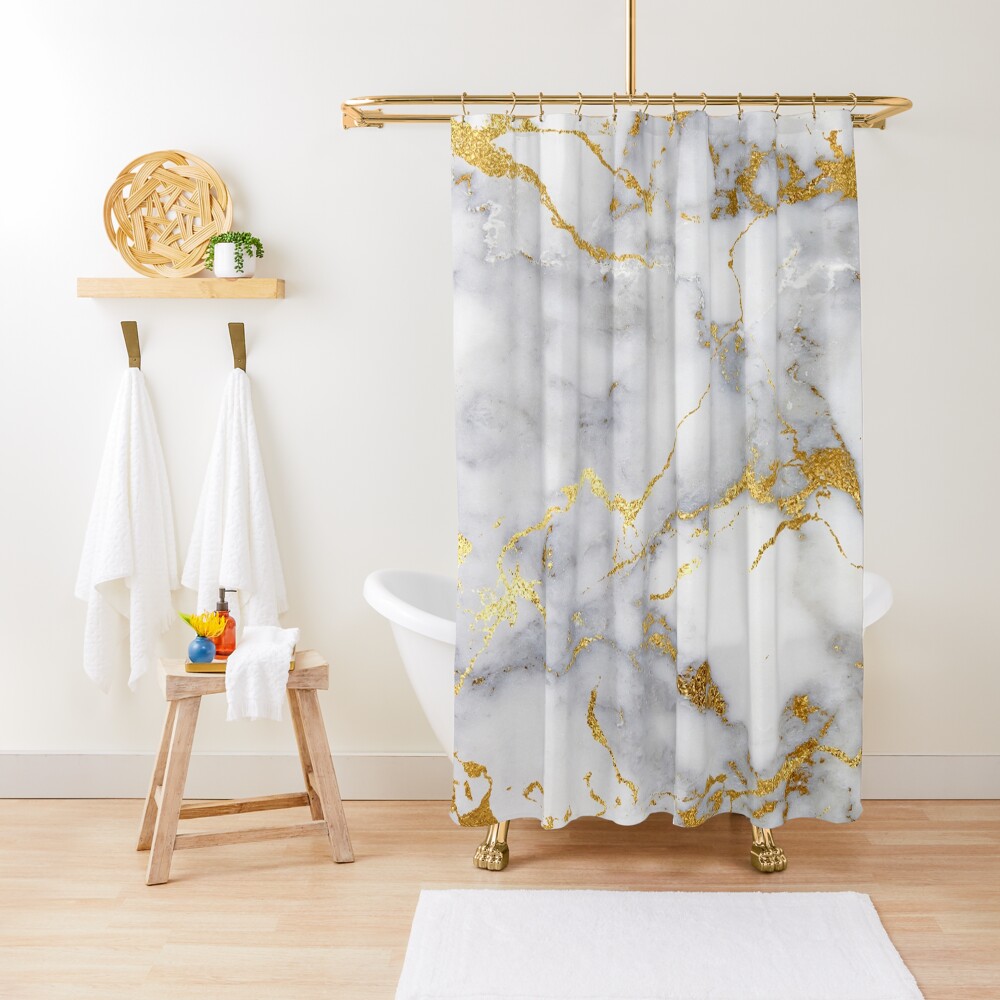 "Gold and Grey Marble" Shower Curtain for Sale by HintofNature Redbubble