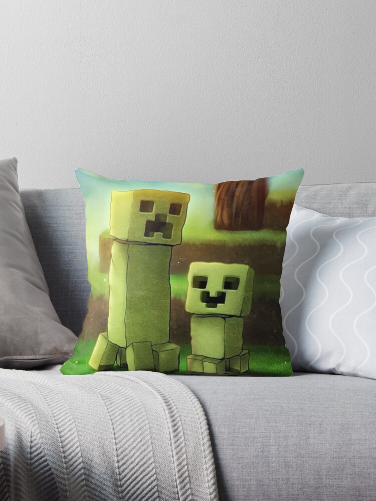 Minecraft Creeper Family Cute Art Pillow for Sale by JaypegDesigns Redbubble