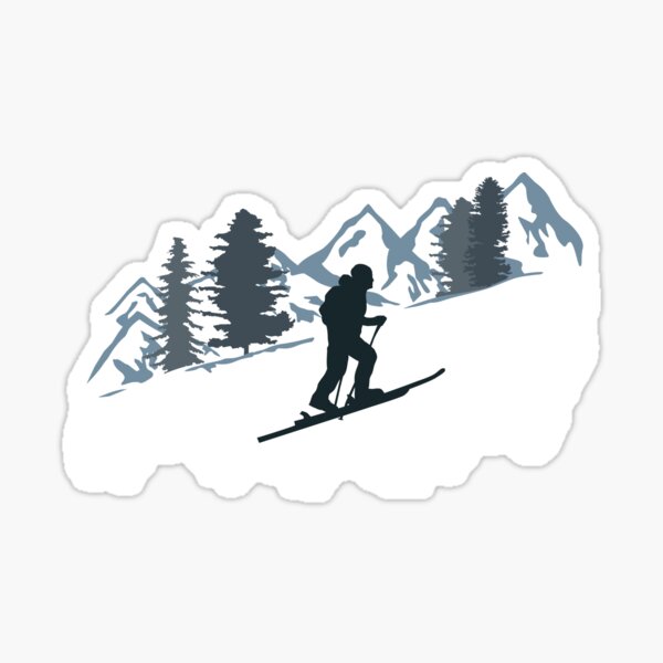 SKI SKI MOUNTAINEER SKI SKI SKI SKI SKI SKI SKI MOUNTAINEER STICKER - WHITE  - ST