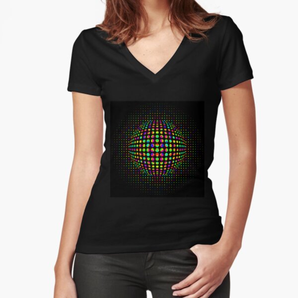 Psychedelic Art, Psychedelia, Psychedelic Pattern, 3d illusion Fitted V-Neck T-Shirt