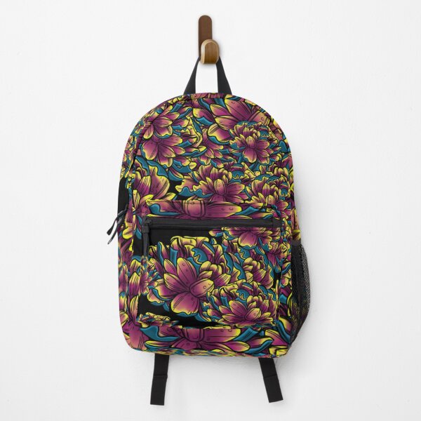 Item preview, purple yellow blue black floral print flowers designed and sold by HarshitaDayal.