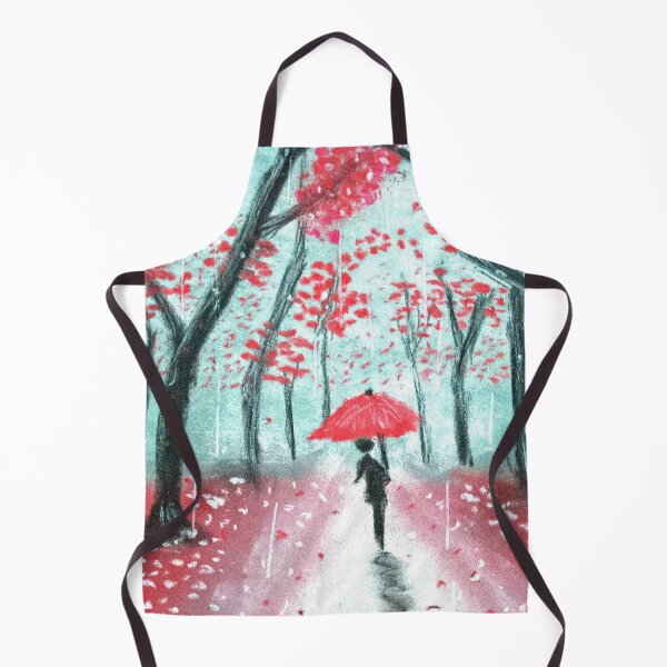 Item preview, The Rainy Path Human Silhouette with Red Umbrella Walking Beneath Trees designed and sold by AliCatOriginals.